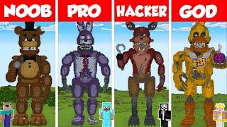 Minecraft FIVE NIGHTS AT FREDDYS STATUE HOUSE BUILD CHALLENGE - NOOB vs PRO vs HACKER vs GOD  FNAF