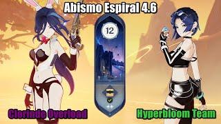 Spiral Abyss 4.6 - Abismo Espiral  Clorinde C0 Overload & Hyperbloom team  Genshin Impact