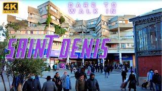 4K Saint Denis Paris banlieu walk tour Stade de France basilique brutalist architecture