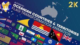 Authentic Oceanian Countries & Territories Flag Transformation Animation 2K