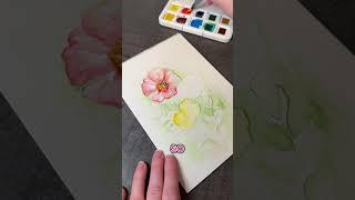 Aquarellblumen malen mit Wassertankpinseln 