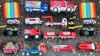 Mencari & Menemukan Mainan  Mobil Truk  Excavator  Truk Derek  Truk Dump  Pemadam Kebakaran