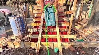 Staircase making  how to make staircase  Reinforcement Concrete stairs Making With Cement mixer