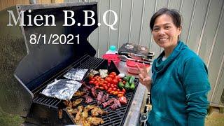 Iu-Mien Gorngv Mien Waac BBQ pork in the backyard pt2.