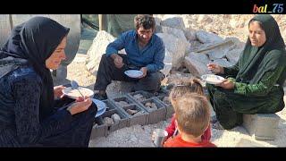 Helping Jamila and cooking local food