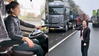 Female Truck Driver Huishan First Delivery in New Truck.