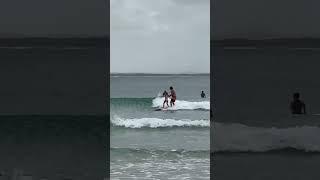 Tandam longboard surfing with my daughter