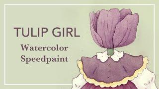 Tulip Girl - WATERCOLOR SPEEDPAINT