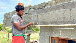 Construction Techniques Of ChickenMesh_Front Drop Wall Making Perfectly Rod Install with Cement mix