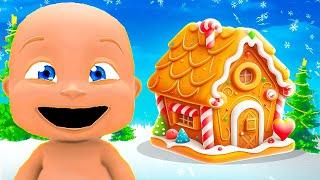 Baby Builds GIANT Gingerbread House