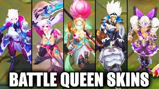 All New 2020 Battle Queen Skins Spotlight Katarina Rell Diana Qiyana Janna League of Legends