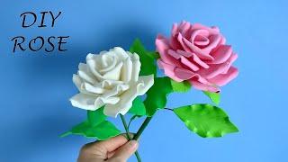 MAKING REALISTIC ROSES with FOAM PAPER - How to Make a Rose