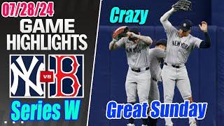 New York Yankees vs Boston Red Sox FULL GAME Highlights July 28 2024  A series win in Fenway