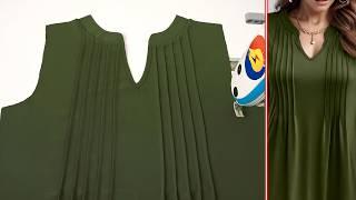 Beautiful way of cutting and sewing collar design wi pin tucks easier than you think. sewing hacks