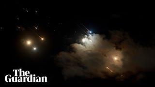 Moment hundreds of Iranian missiles fly over Israel