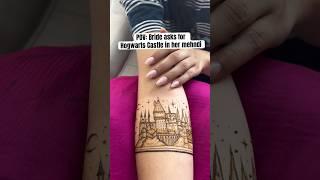 When Your Bridal Mehndi Client Requests A Castle #henna #mehndi #hogwarts