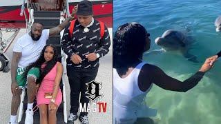 Rick Ross Daughter Toie Gets Kiss From Dolphin In The Bahamas 