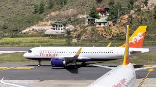 Paro Airport Plane Spotting - Airbus 320 landing and A319 takeoff  Drukair  Bhutan 