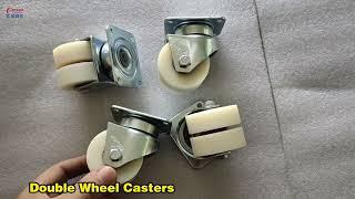 Light Duty Casters 2 Inch White Nylon Double Wheel Swivel Caster Wheels