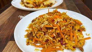هویج‌پلو با مرغ به سبک نواب ابراهیمی - havij polo carrot rice and chicken by navab