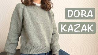 Dora Kazak  Yakadan Başlanan Kolay Dikişsiz Yetişkin Kazağı  Top Down Sweater Knitting Tutorial