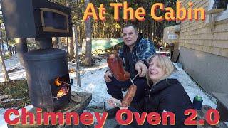 At The OFF GRID CABIN  With my DIY  CHIMNEY OVEN 2.0  The OUTDOOR Edition 