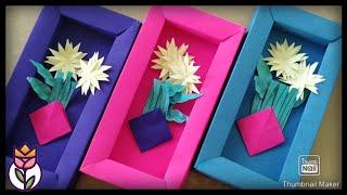 Homemade Wall Frames - Colorful Home decorations - Flower vase frames using color paper