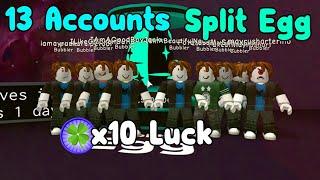 Hatched Split Egg With 10x Luck Using 13 Accounts - Bubble Gum Simulator Roblox