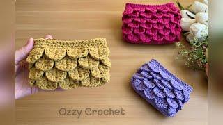 كروشيه بورتفيه بغرزة قشور السمك _ بوك كروشيه _ Crocodile stitch  #crochet_stitches