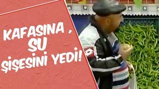 Mustafa Karadeniz Kafasına Su Şişesini Yedi  Manav Şakası