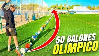  50 BALONES  GOL OLÍMPICO DEFINITIVO  ¡Retos de Fútbol