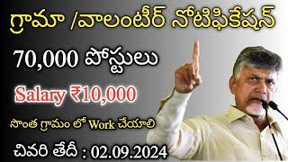 గ్రామవార్డ్ వాలంటీర్ నోటిఫికేషన్  Grama Ward Volunteer Notification 2024 Jobs in ap  Job Search