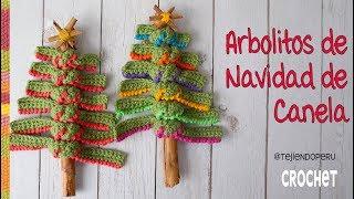 Arbolito de Navidad con ramita  de CANELA tejido a crochet   Tejiendo Perú