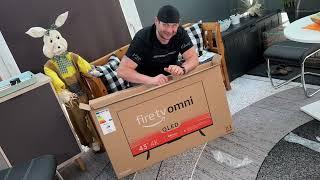 Amazon Fire TV Omni QLED Serie Smart-TV mit 43 Zoll 109 cm Alexa 4K UHD TV Unboxing und Anleitung