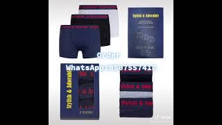 A.A SMART FASHIONS Mens Classic Cotton 3 pcs pack underwear. BLUE ELASTIC