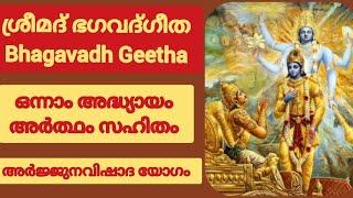 ശ്രീമദ് ഭഗവദ്ഗീത# BHAGAVATH GEETHA#ഒന്നാം അദ്ധ്യായം അർത്ഥം സഹിതം slokam 1to 14#അർജ്ജുനവിഷാദ യോഗം