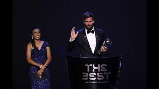 Alisson Becker reaction  The Best FIFA Men’s Goalkeeper 2019