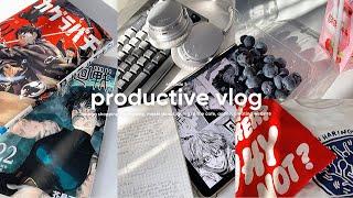 productive vlog manga shopping + unboxing mochi donuts going to the cafe anime creating website