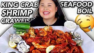 KING CRAB SEAFOOD BOIL W GIANT SHRIMP + CRAWFISH MUKBANG EATING SHOW  KIM THAI