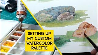Curating my perfect LANDSCAPE watercolor palette  Setup color mixing painting