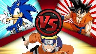 SONIC vs GOKU vs NARUTO Sonic The Hedgehog vs Dragon Ball Super vs Naruto CARTOON FIGHT ANIMATION