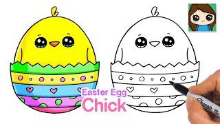 How to draw an Easter Egg Chick Easy Cute 