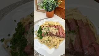 Beef Steak Fettuccine Creamy Pasta with Mushrooms Recipe #absolutelydelicious