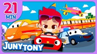 Car Songs Compilation  Vehicle Songs  Rescue Team Train Airplane  JunyTony