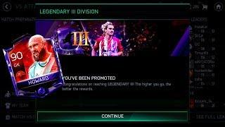 90 OVR GK TIM HOWARD CLAIMEDUPGRADED REACHED LEGENDARY III IN VS ATTACK FIFA MOBILE 18