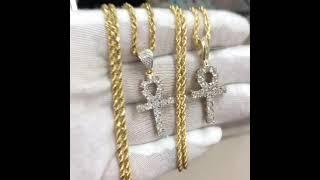 10Kt Diamond Ankh Charm with Rope chain