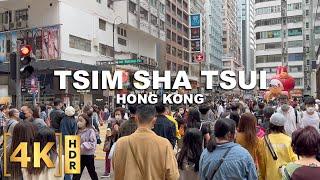 Walking at TSIM SHA TSUI and AVENUE OF STARS -Hong Kongs Most Crowded District  Kowloon  4K HDR