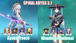 C0 Ayaka Freeze & C0 Wanderer National  Spiral Abyss 3.7  Genshin Impact