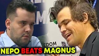 Magnus Carlsen Looks ANGRY After Nepomniachtchi FLAGS Him in World Blitz Championship 2022