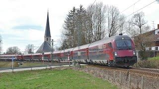 Railjet RJ 65 nach Budapest und Eurocity EC 87 nach Venedig kuppeln im Münchner Hbf zusammen ...